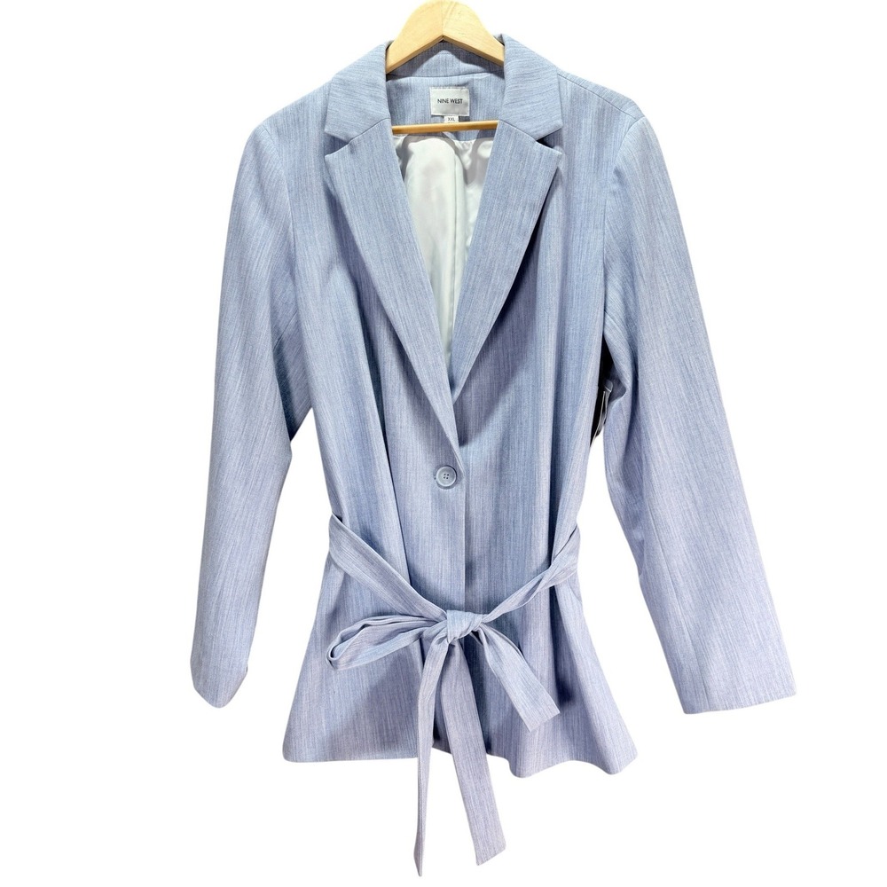 Nine West Light Blue Tie-Waist Blazer